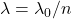 \lambda = \lambda_0/n
