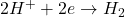 2H^+ + 2e \rightarrow H_2