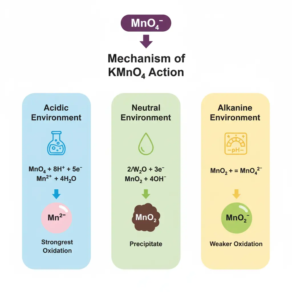 Infographic Cơ chế hoạt động của KMnO₄