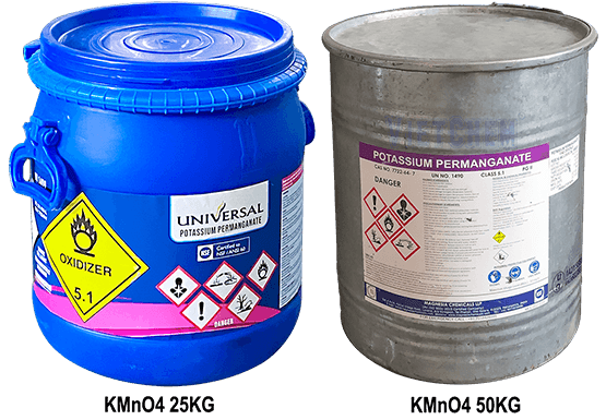 Thùng sắt 50kg Potassium Permanganate KMnO₄ 99% Ấn Độ