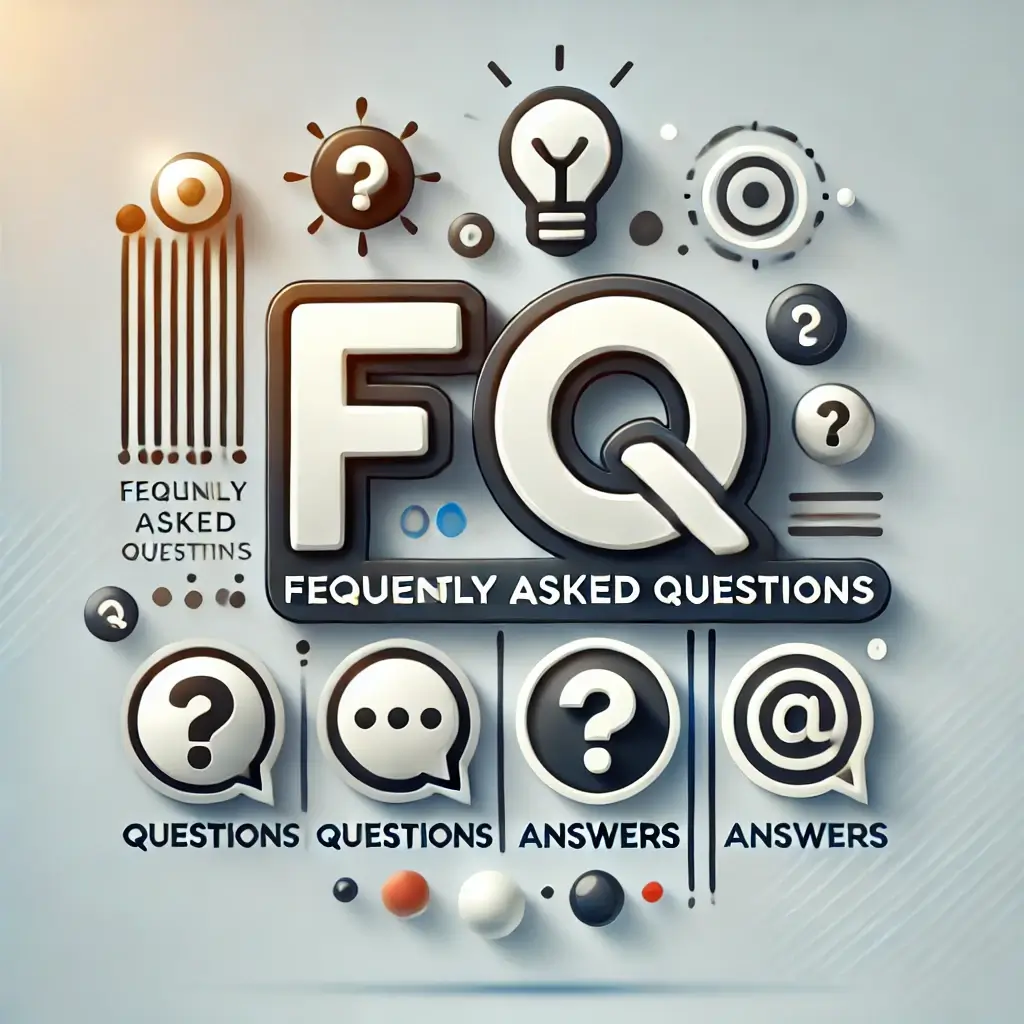 FAQ (Frequently Asked Questions) - Hình ảnh thiết kế hiện đại với chữ "FAQ" lớn ở trung tâm, đi kèm các biểu tượng đại diện cho câu hỏi và câu trả lời như bóng đèn, dấu hỏi và bong bóng trò chuyện. Nền sạch sẽ, chuyên nghiệp với màu gradient tinh tế.