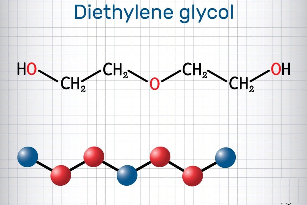 Sơ đồ cấu trúc phân tử 2D của Diethylene Glycol