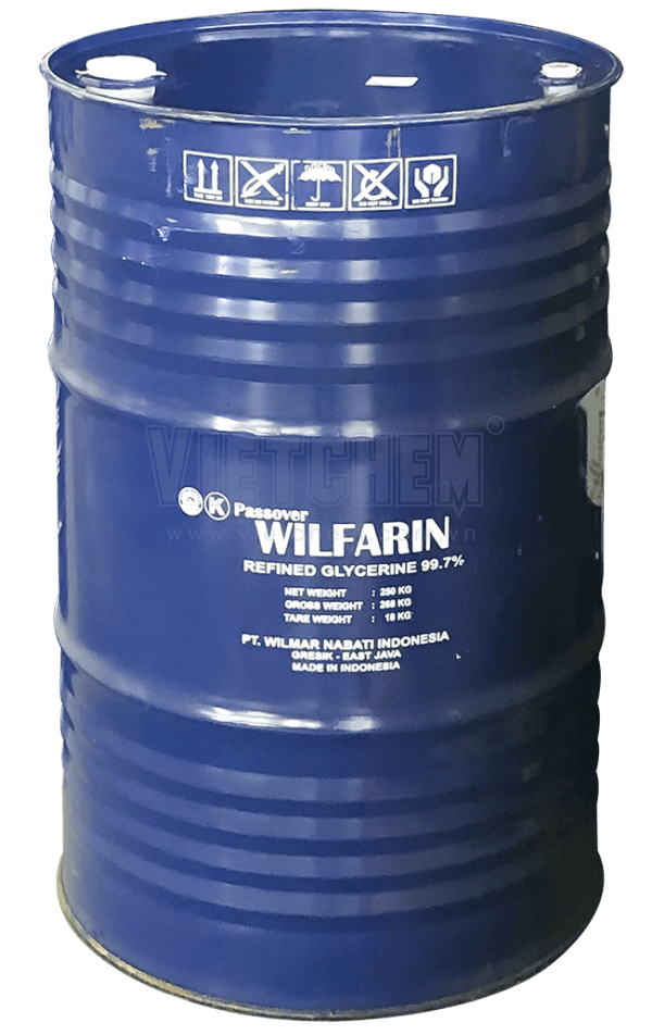 Phuy Glycerin USP 250kg được bảo quản đúng quy cách tại kho Hóa Chất Doanh Tín