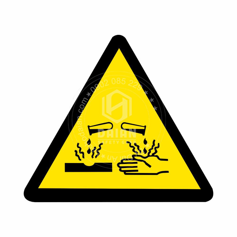 Biển báo nguy hiểm hóa chất Axit ăn mòn