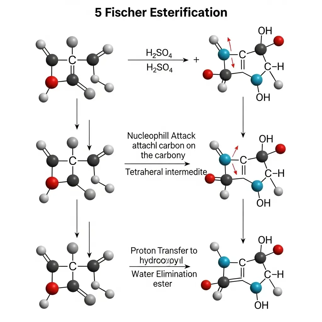 Cơ chế phản ứng este hóa chi tiết (5 bước)