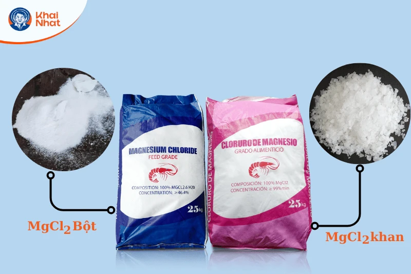 So sánh hình thái magie clorua khan dạng bột và magie clorua ngậm nước dạng vảy của Hóa Chất Doanh Tín