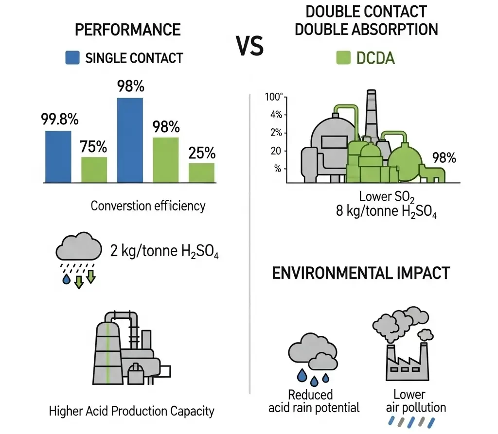 so sánh hiệu suất và tác động môi trường giữa công nghệ tiếp xúc đơn và tiếp xúc ké