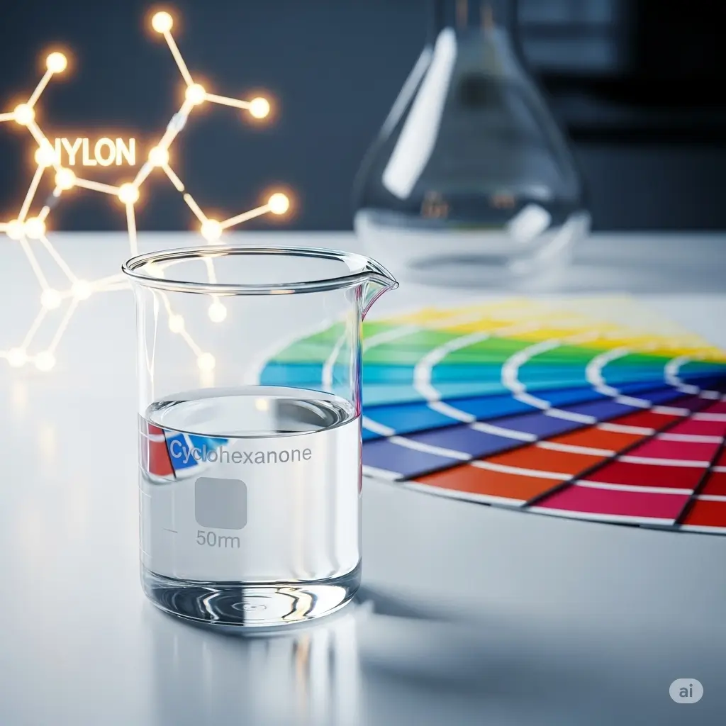 Cyclohexanone là gì - hình ảnh dung môi công nghiệp trong phòng thí nghiệm hiện đại