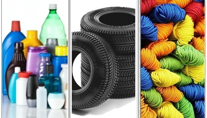 Hình ảnh ứng dụng đa dạng của vật liệu polymer trong ngành ô tô, điện tử và xây dựng.