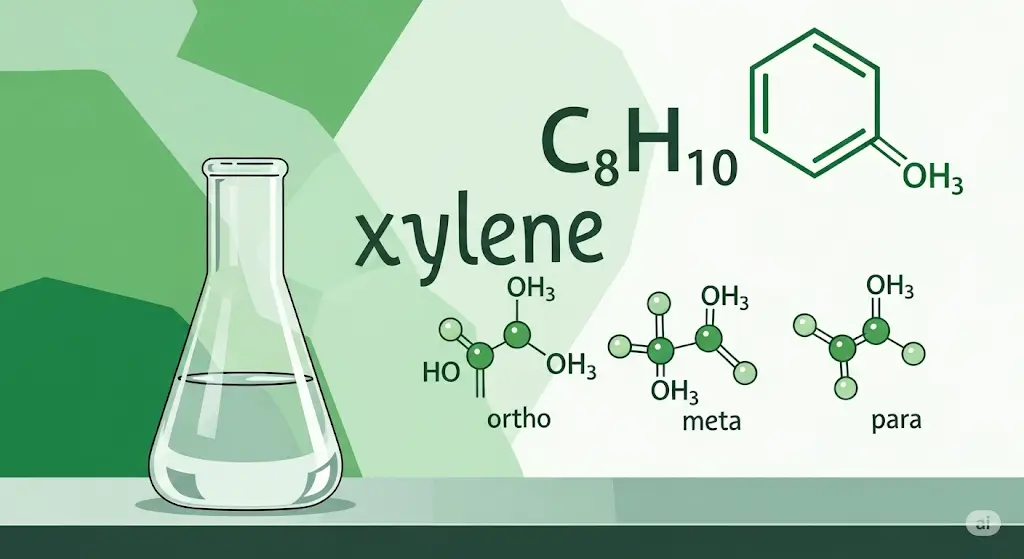 Xylene là gì - Minh họa cấu trúc hóa học và đồng phân của xylene.