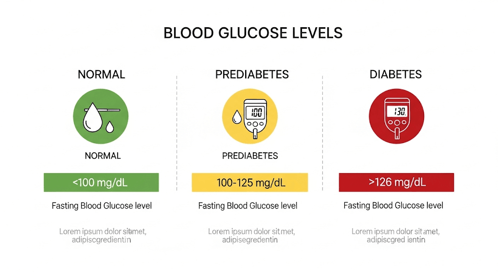 Biểu đồ infographic các chỉ số đường huyết glucose an toàn