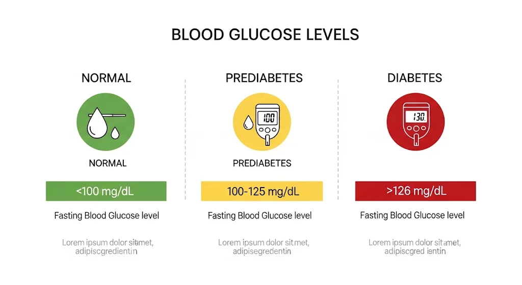 Biểu đồ infographic các chỉ số đường huyết glucose an toàn