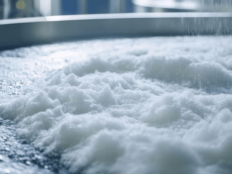 Hiệu quả thực tế của Antifoam CS04 trong việc xử lý bọt tại bể nước thải công nghiệp.