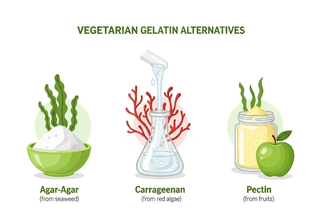 Thay thế gelatin: Hình ảnh agar, carrageenan và pectin từ nguồn gốc thực vật