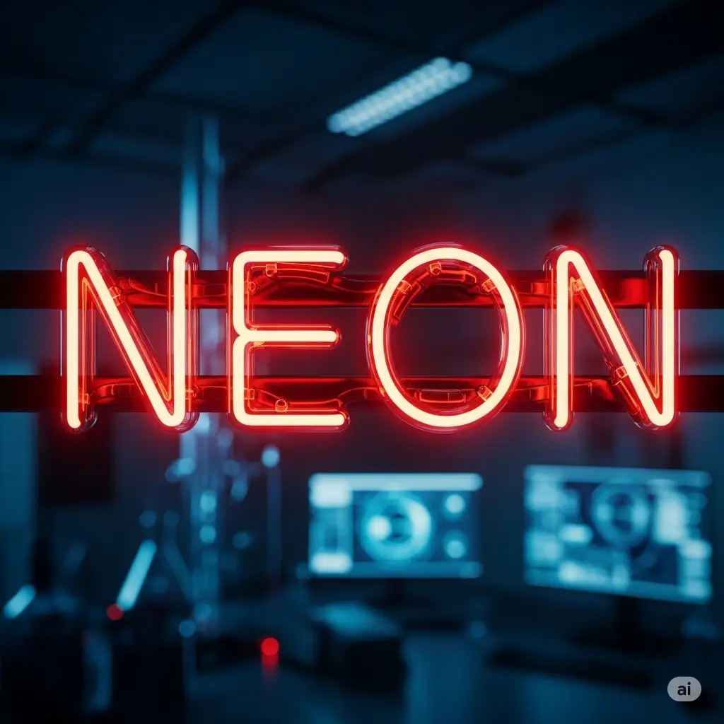 Đèn neon làm từ khí Neon nguyên chất phát ra ánh sáng màu đỏ cam rực rỡ