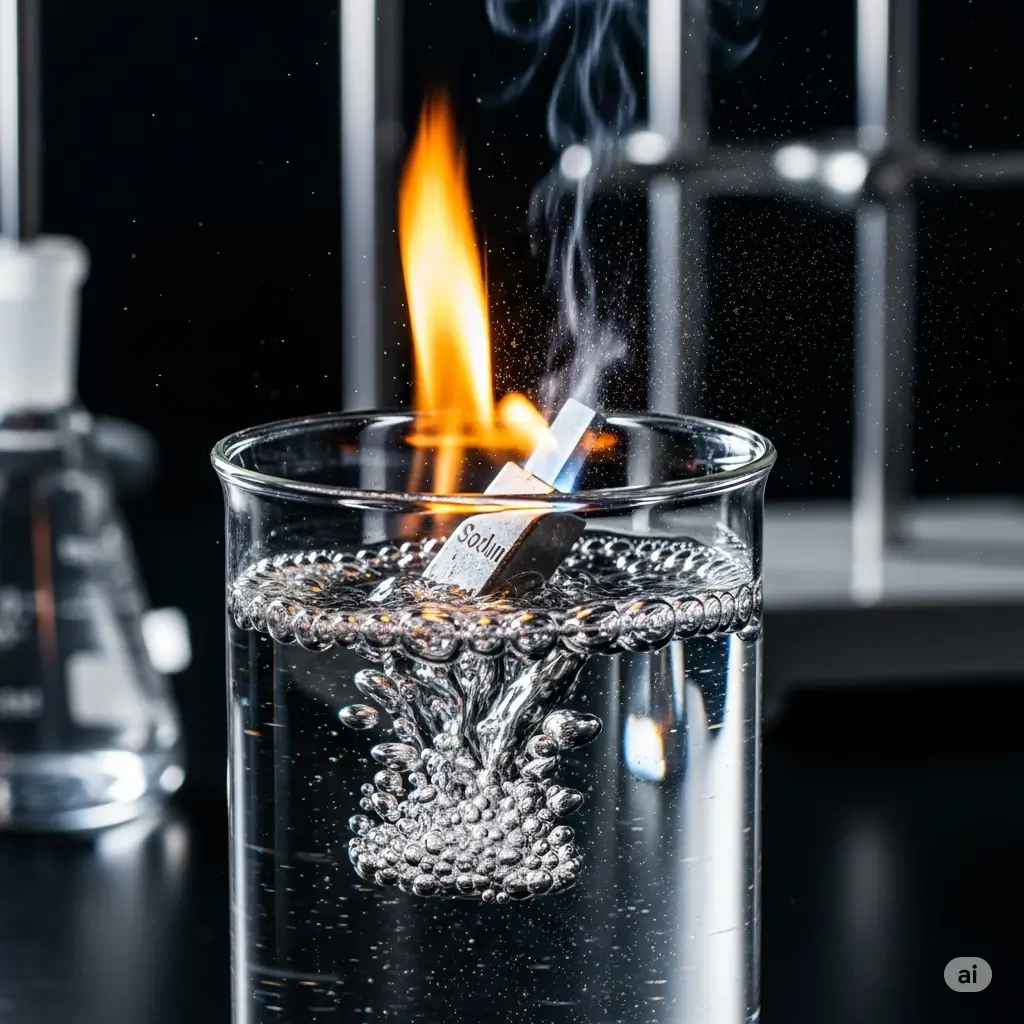 Phản ứng hóa học mãnh liệt giữa Natri và nước