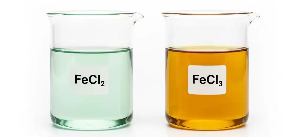 So sánh màu sắc dung dịch FeCl₂ (xanh lục nhạt) và FeCl₃ (vàng nâu).