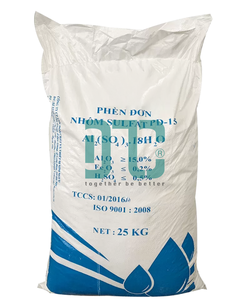 Phèn đơn Nhôm sunphat Al2(SO4)3.18H2O, Việt Nam, 25kg/bao