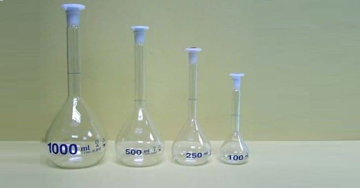 Bình định mức được thiết kế với nhiều loại thể tích khác nhau