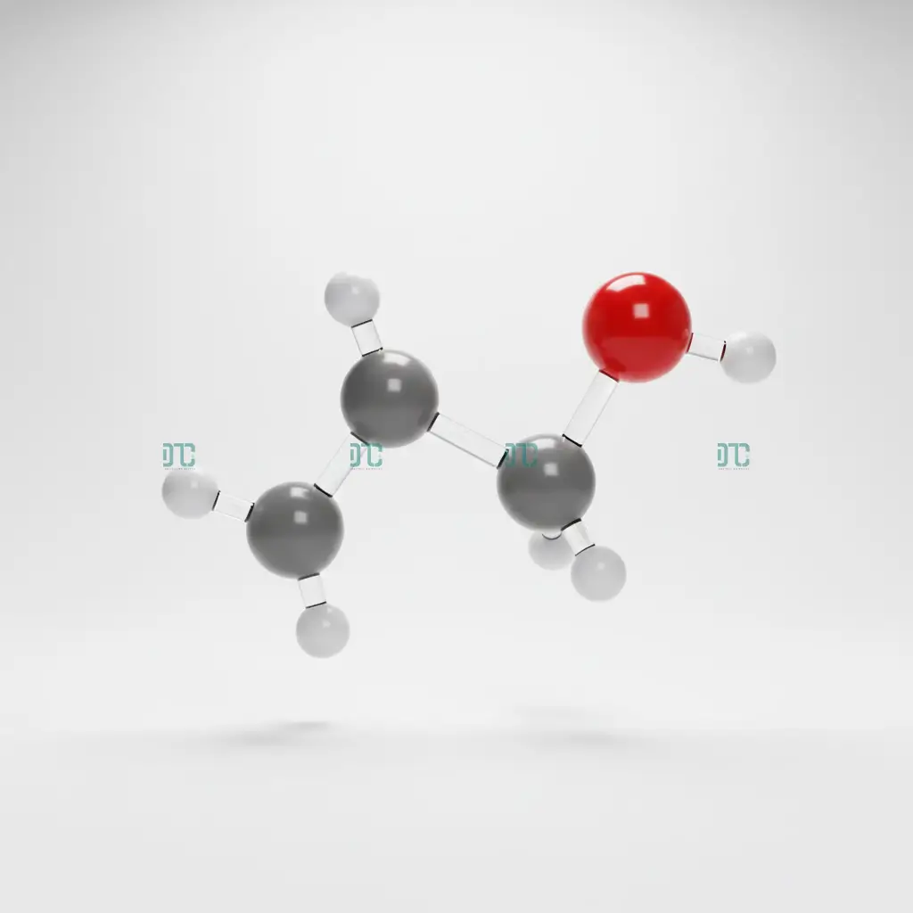 Mô hình công thức cấu tạo phân tử Ancol Etylic C2H5OH dạng rỗng với nhóm chức Hydroxyl (-OH) linh động.
