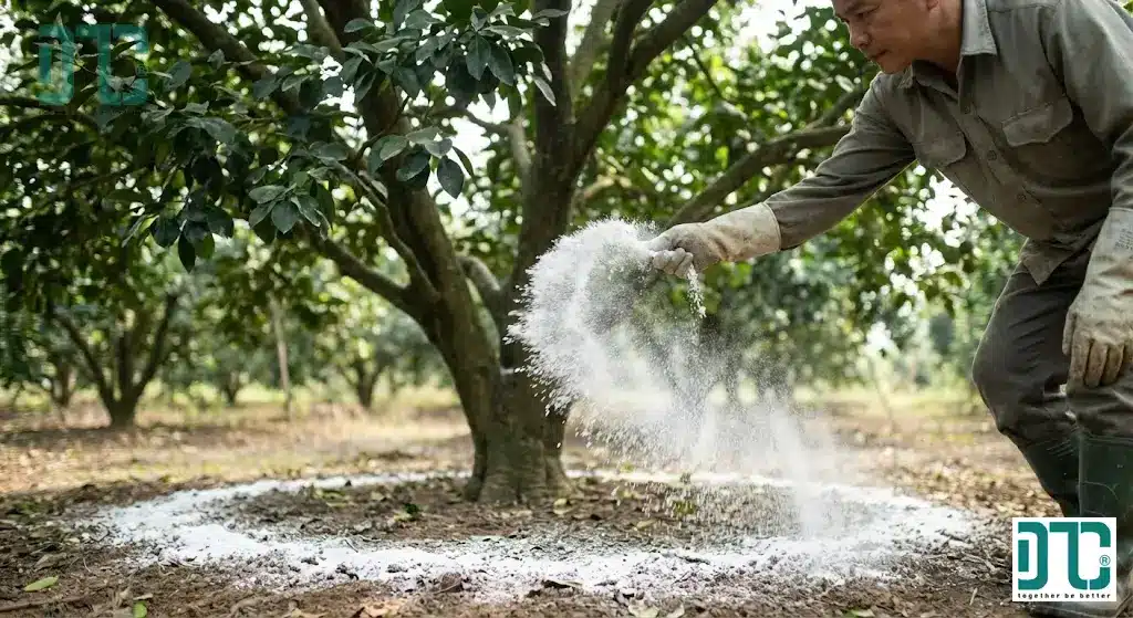 Hướng dẫn cách bón vôi bột khử chua hạ phèn cho cây ăn trái đúng kỹ thuật nông nghiệp.