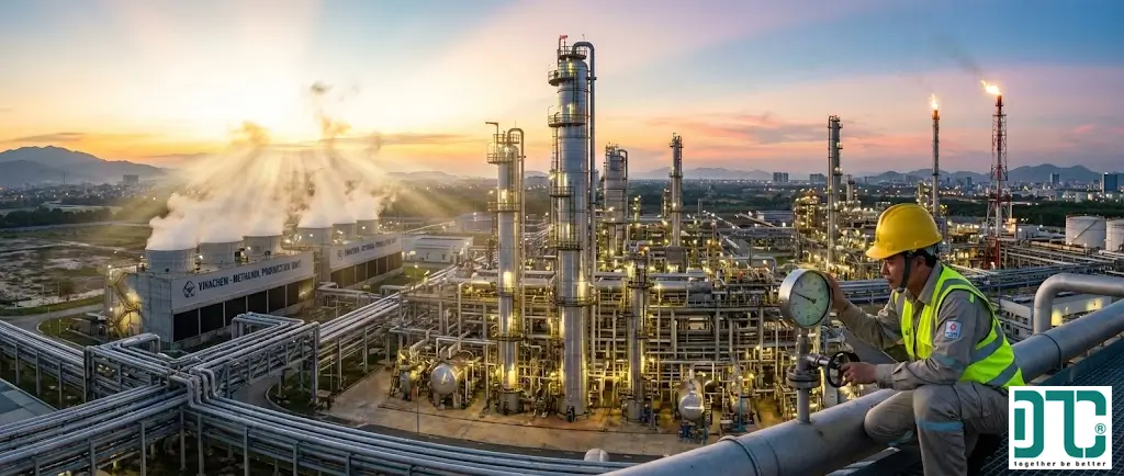 Nhà máy tổng hợp Methanol công nghiệp quy mô lớn từ khí thiên nhiên và khí tổng hợp (Syngas) với công nghệ hiện đại.