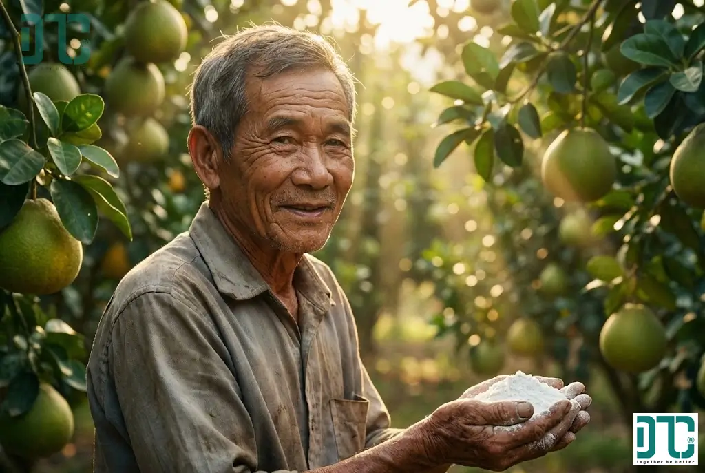 Vôi bột nông nghiệp cải tạo đất phèn giúp cây ăn trái phát triển xanh tốt và nâng cao năng suất mùa vụ.