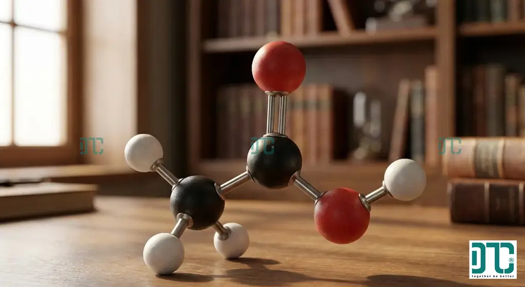 Mô hình cấu tạo phân tử Axit Axetic CH3COOH với nhóm chức Carboxyl liên kết nhóm Methyl.