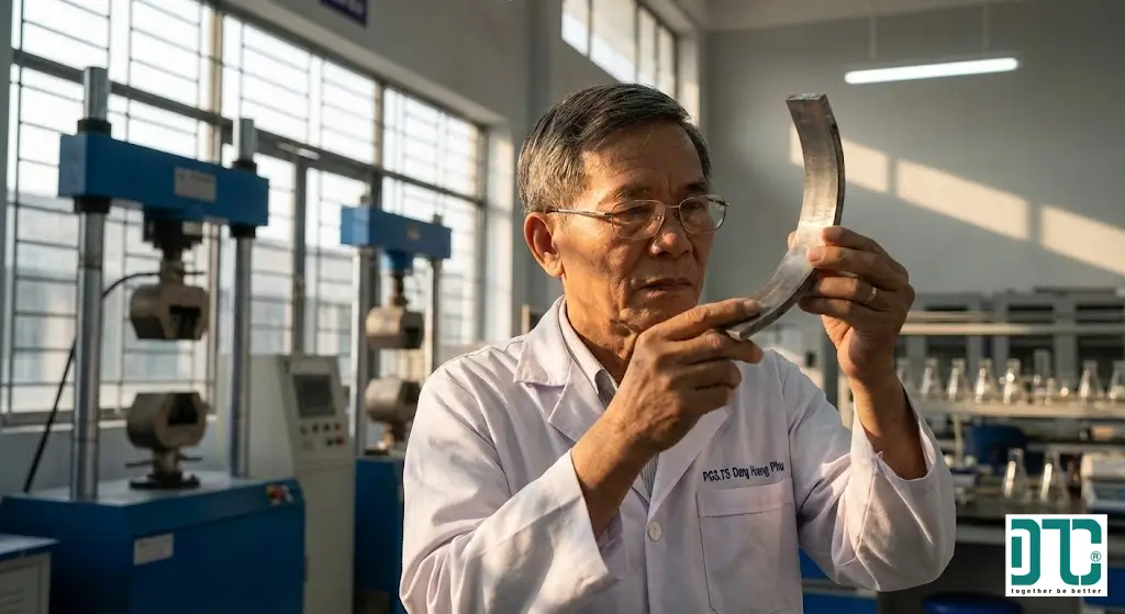 PGS.TS Đặng Hoàng Phú chuyên gia hóa chất kiểm tra mẫu thử uốn kim loại theo tiêu chuẩn TCVN 198:2008 thay thế TCVN 1552:1995