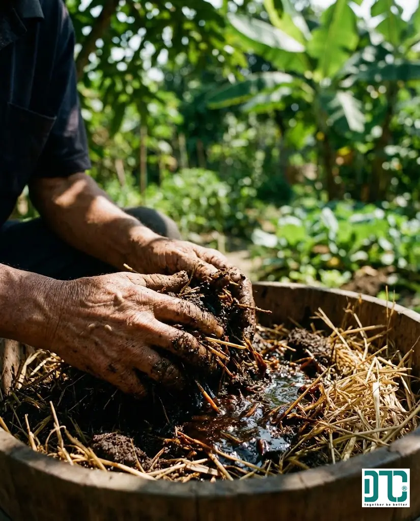 Hướng dẫn ủ phân hữu cơ vi sinh và hoạt hóa chế phẩm EM bằng mật rỉ đường giúp cải tạo đất trồng.