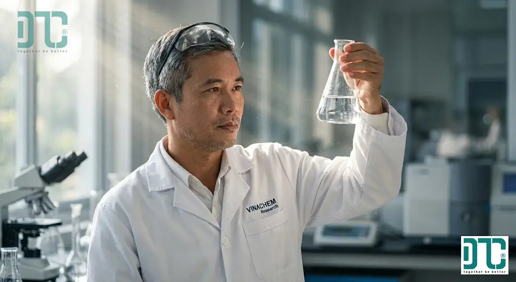 Chuyên gia Hóa Chất Doanh Tín đang kiểm tra các chỉ tiêu nước sinh hoạt theo QCVN 02:2009/BYT tại phòng thí nghiệm.