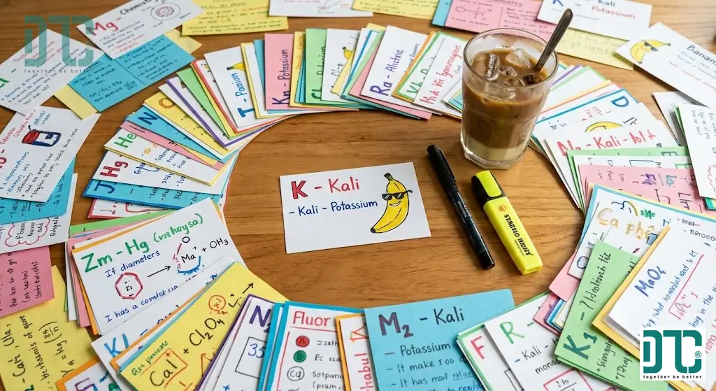 Mẹo ghi nhớ bảng tuần hoàn hóa học siêu tốc bằng phương pháp Flashcard và bài ca hóa trị dễ thuộc.