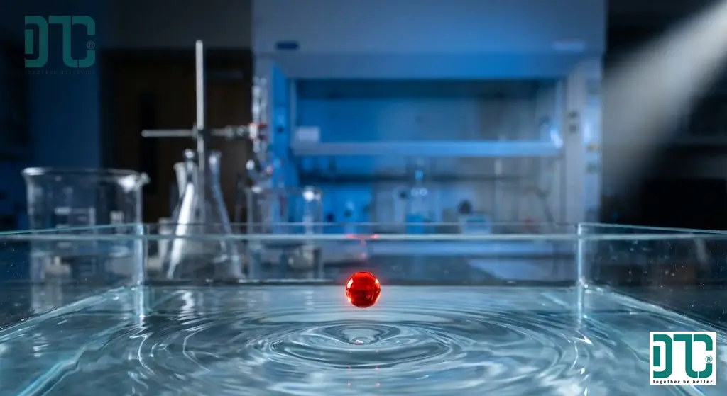 Hình ảnh minh họa nồng độ phần triệu ppm tương đương một giọt màu trong bể nước lớn - Quy đổi đơn vị nồng độ hóa học.